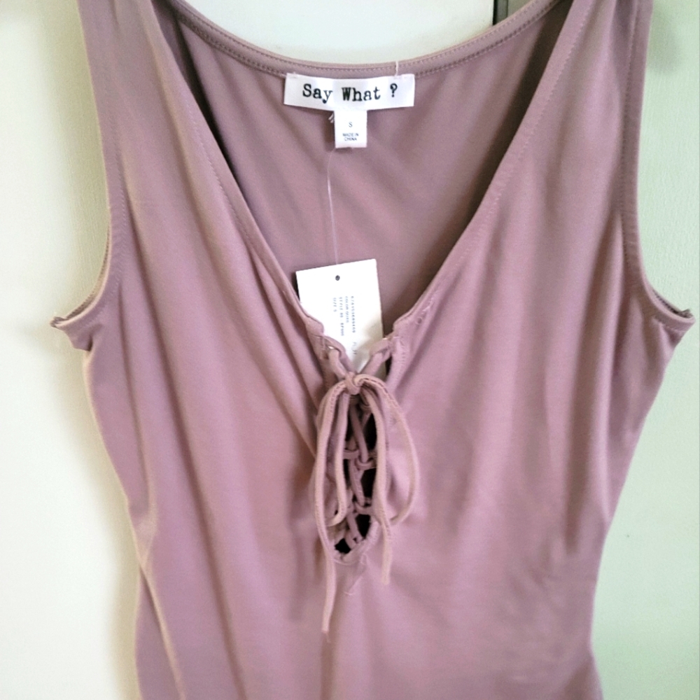 Say What? Pink Tie Front Bodysuit
